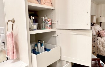 Storage Cabinets in our Tanglewood Transformation featuring a new Master Bath in Fort Worth Texas by Stanton and Company