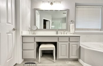 Renovated Master Bath double vanities by Stanton and Company in Aledo, TX