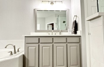 Renovated Master Bath double vanities by Stanton and Company in Aledo, TX