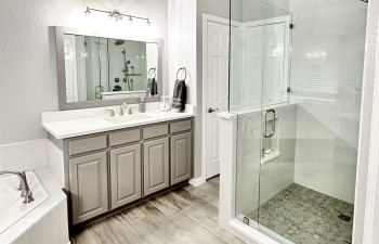 Contemporary Remodeled Master bath in Aledo, TX by Stanton and Company